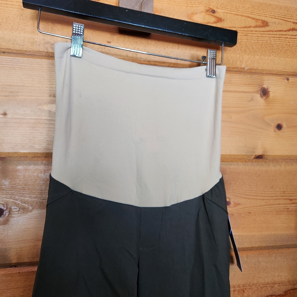 Motherhood Maternity Green Moulant Slim Straight Leg Pants Stretch Size S X 28" - Picture 2 of 9